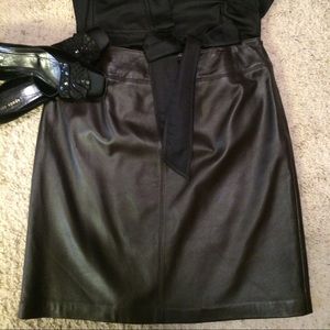 Croft & Barrow Chocolate Lambskin Leather Skirt