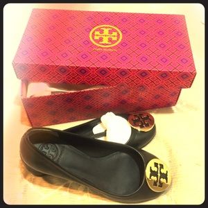 Tory Burch Black/gold Reva Ballet Flat