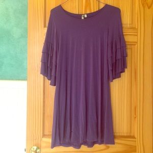 Purple dress with ruffle sleeve