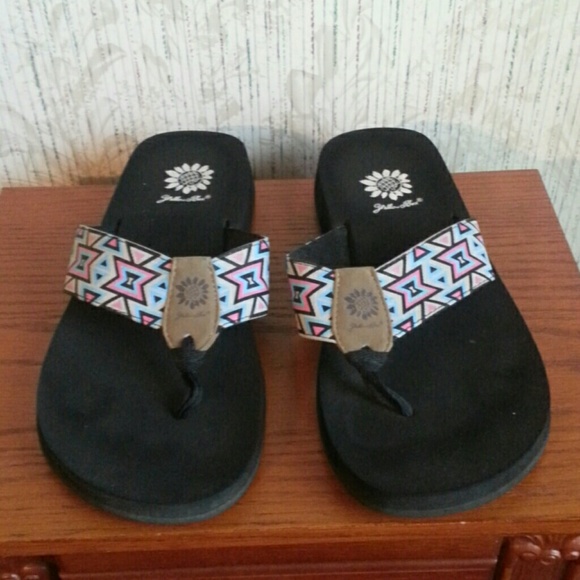 Yellow box flip flops