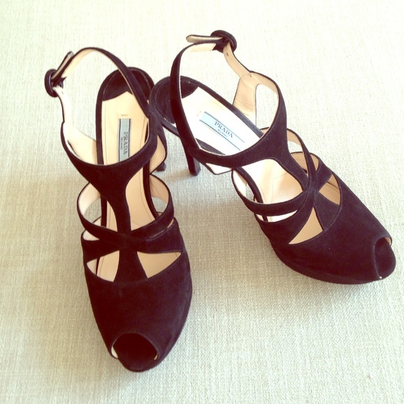 Prada Shoes - Prada suede cage platform heels