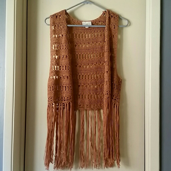 Vintage fringe crochet vest