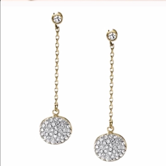 Michael Kors Jewelry - NWT Michael Kors Gold Pave Disc Drop Earrings