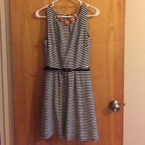 Fit and flare Black and white striped dress.