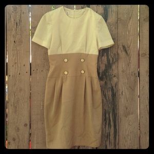 40s throw back cream and beige dress