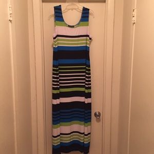 Sleeveless Multicolored, striped maxi dress
