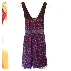 Black Dress with Hot Pink Cat Silhouettes