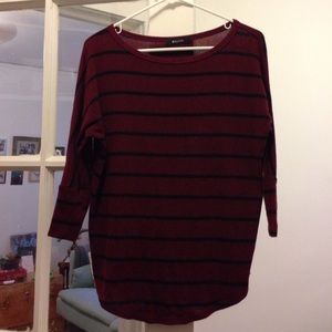 Maroon and black striped dolman top