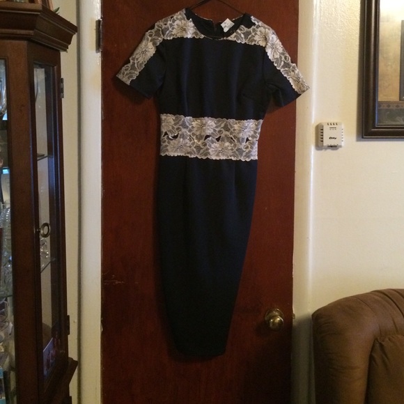 Beautiful Navy Blue & beige(lace) dress
