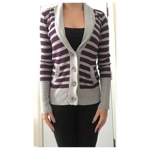 American Eagle Striped Button Up Sweater