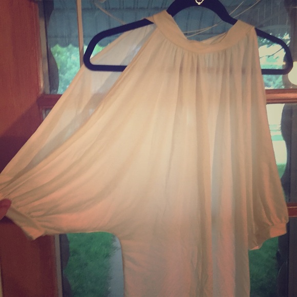 Cold shoulder top with keyhole bow back