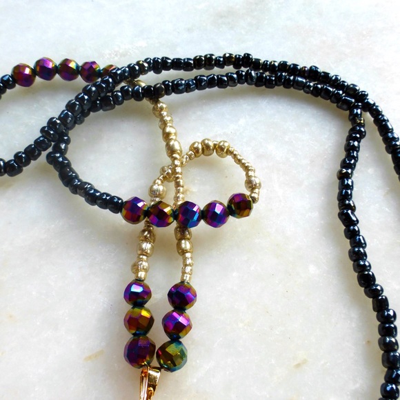 Rare raw amethyst druzy beaded necklace pendant - Picture 2 of 4