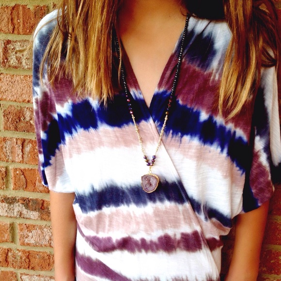 Rare raw amethyst druzy beaded necklace pendant - Picture 4 of 4