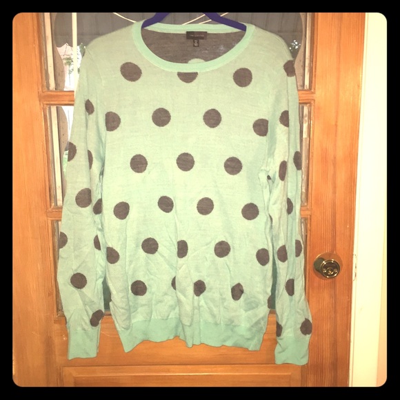 The Limited Teal and Gray Polka Dot Sweater