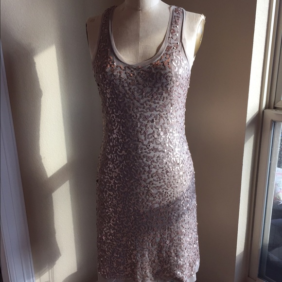 Max Studio stretch mesh w beading tank dress sz M