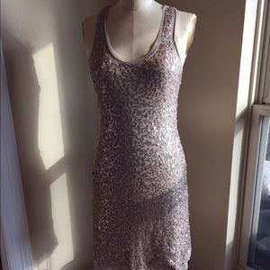 Max Studio stretch mesh w beading tank dress sz M