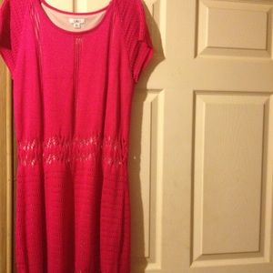 Pink Cato dress w/ beige slip underneath