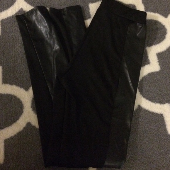 Black Legging with Faux Leather Trim - Picture 2 of 2