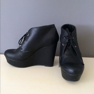 Dolce Vita Black Leather Wedge Booties