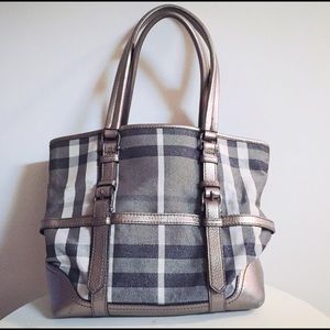 100% Authentic Burberry Shimmer Tote in Silver