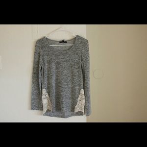 Gray sweatshirt with lace