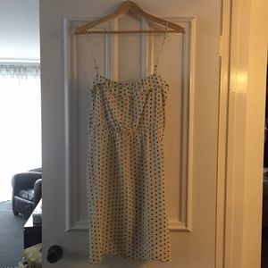 J Crew silk sundress white with black "spots"