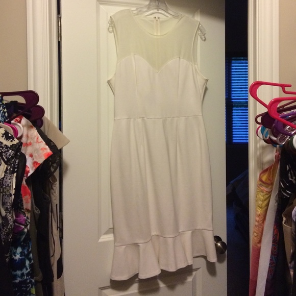 Erin Featherston White Flounce Dress Size 12