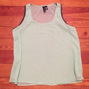Flowy mint green tank top with beading