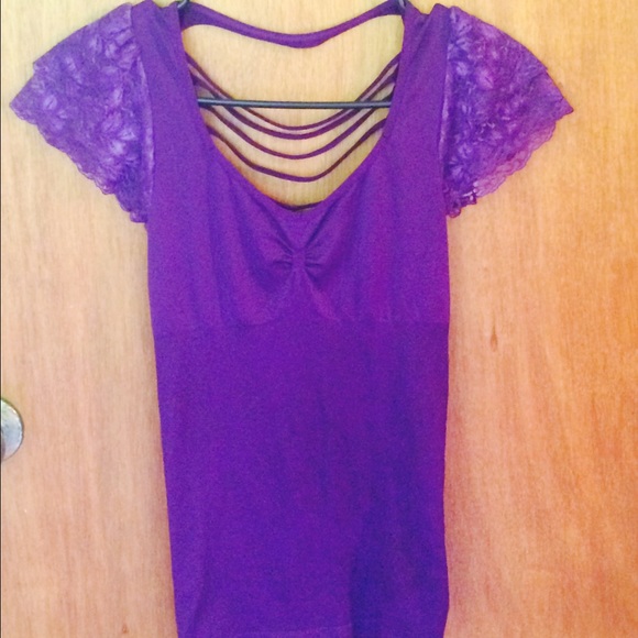 Sexy Top with Lace Sleeves & Razor Cut Back.