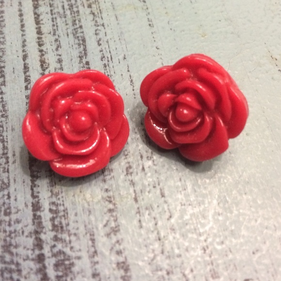 Red Floral Earrings