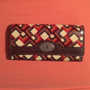 Fossil Key-per coated canvas flap clutch