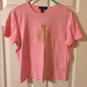 Pink Ralph Lauren t-shirt.