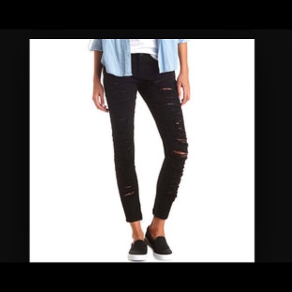 Charlotte Russe Ripped Black Jeans