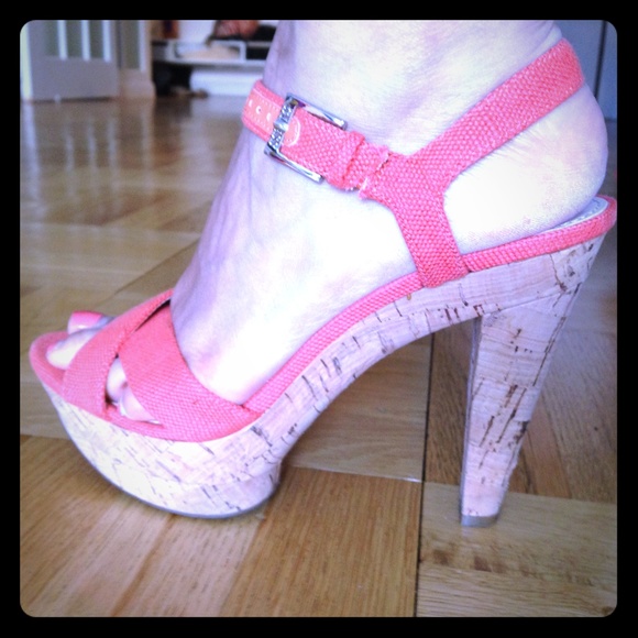 Guess orange platform shoes