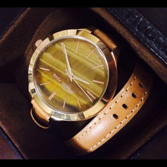 Michael Kors Womens Leather Double Strap Watch