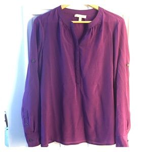Purple Silk Pullover Camp Blouse