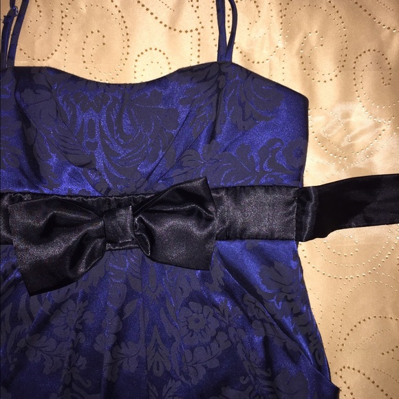 Brocade Print Navy Blue Dress Size 3 - Picture 2 of 3