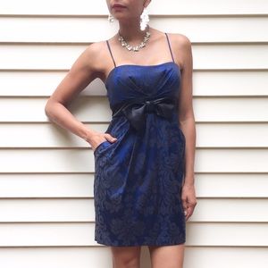 Brocade Print Navy Blue Dress Size 3
