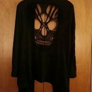 Skull back black cardigan