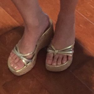 Gold, silver, bronze metallic wedges