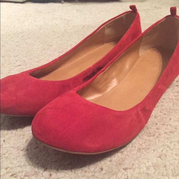 j crew red suede flats