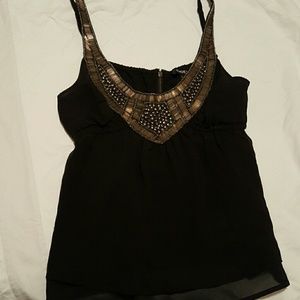 Bebe top with bronze neck and strap detailing