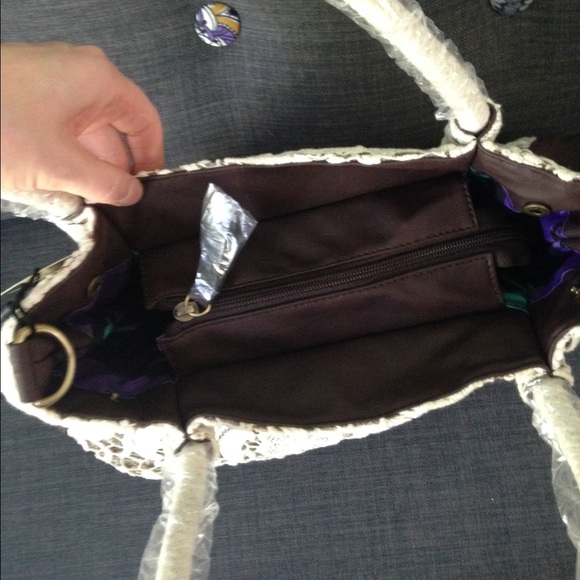 Floral Cream and Brown Purse - Picture 2 of 3