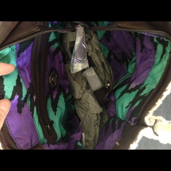 Floral Cream and Brown Purse - Picture 3 of 3