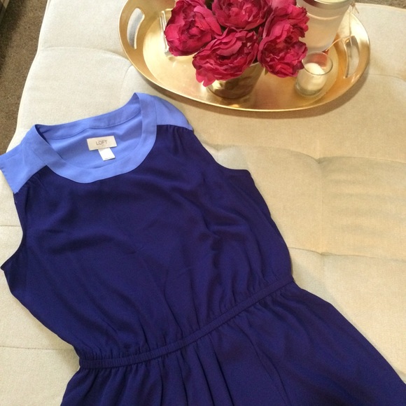 LOFT Purple Color-Blocked Dress