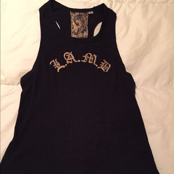 L.A.M.B Logo Racerback Tank Sz L Spring 05 Boudior