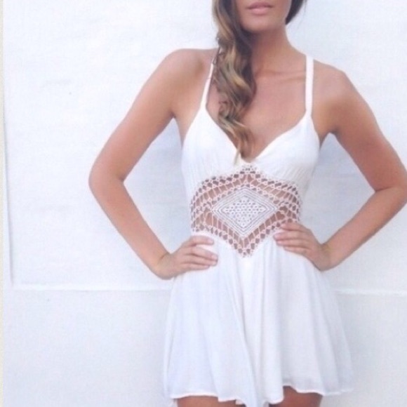 LF crocheted white romper