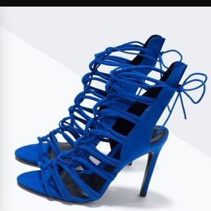 ZARA Blue Strappy Slingback Sandals!!