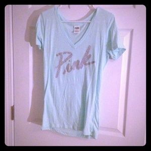Large PINK tshirt seafoam greenish blue