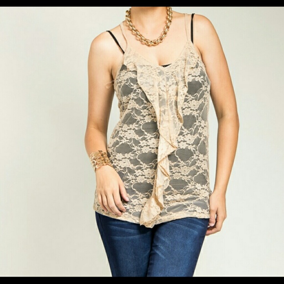 Romantic Lace Khaki Plus Size Tunic